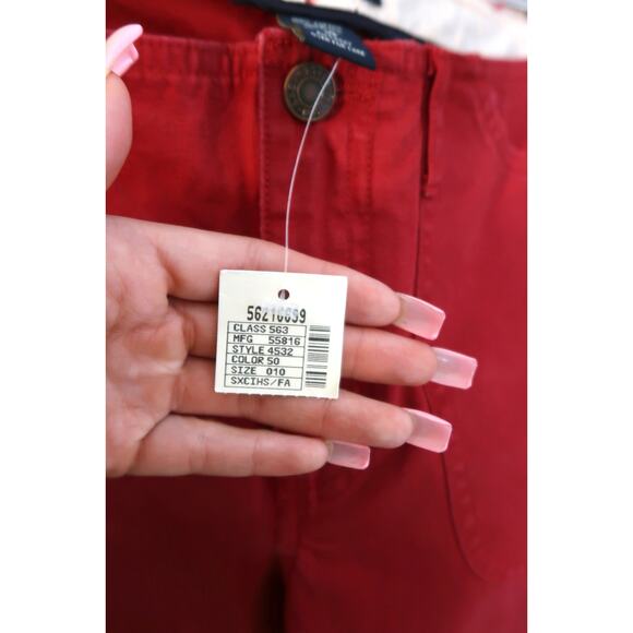 Abercrombie & Fitch Red Straight Leg Chino Pants Women  Size 10 Red Cotton Capri - Picture 5 of 6